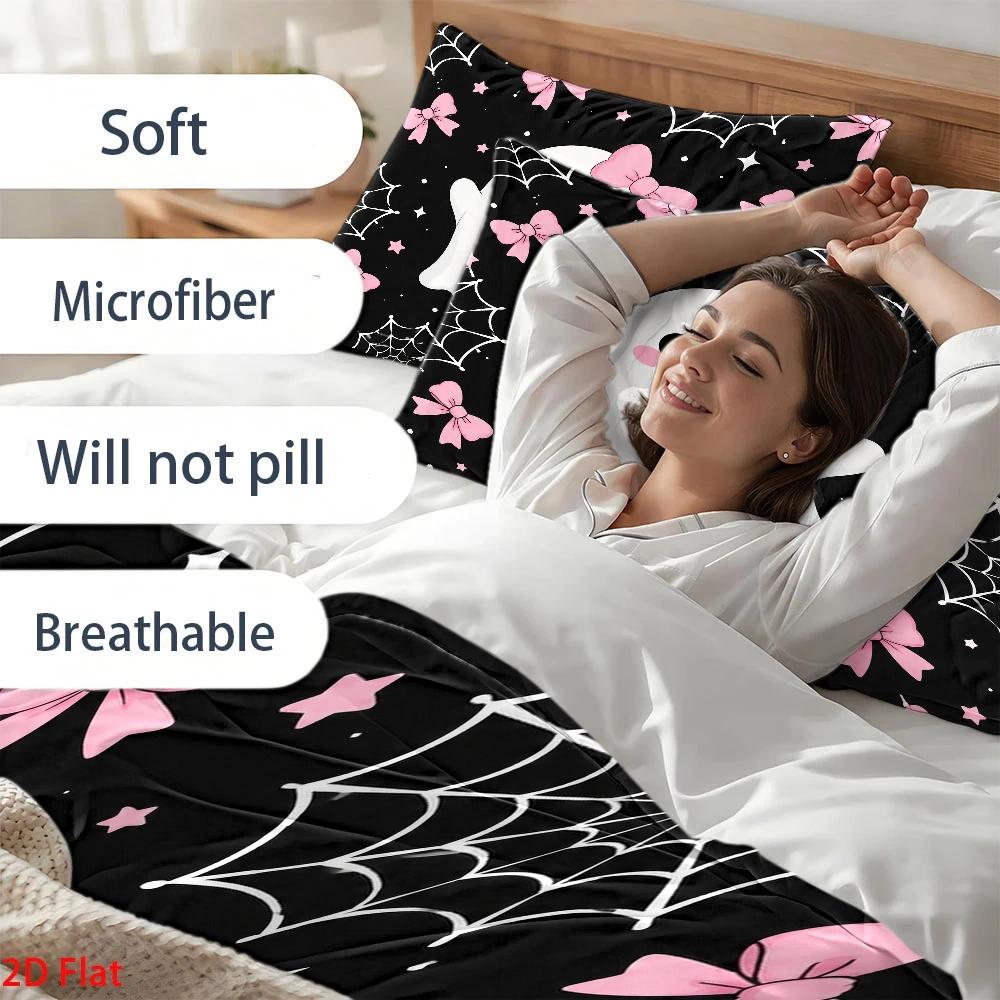 Cute Ghost-Themed Pink Bowknot - огляд і ціна Duvet Cover Sets With Zipper