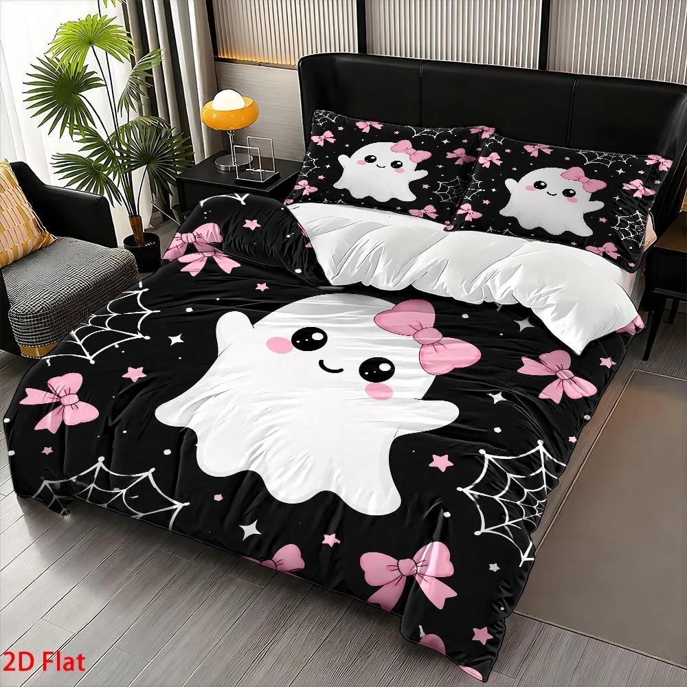Cute Ghost-Themed Pink Bowknot - огляд і ціна Duvet Cover Sets With Zipper