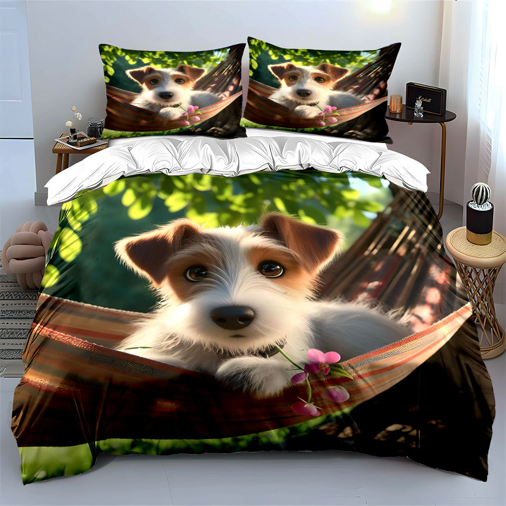 Cute Jack Russell Terrier on a - огляд і ціна Duvet Cover Sets With Zipper