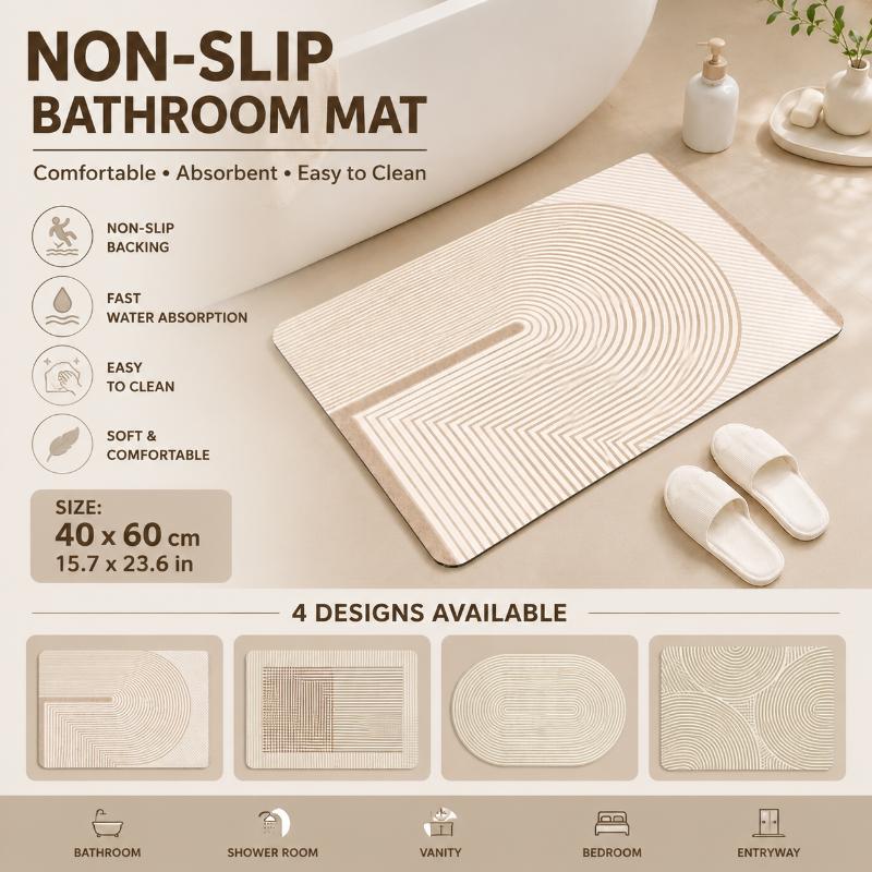Beige Striped Diatomite Bath M - огляд і ціна Quick Dry Diatomite Bath Mat