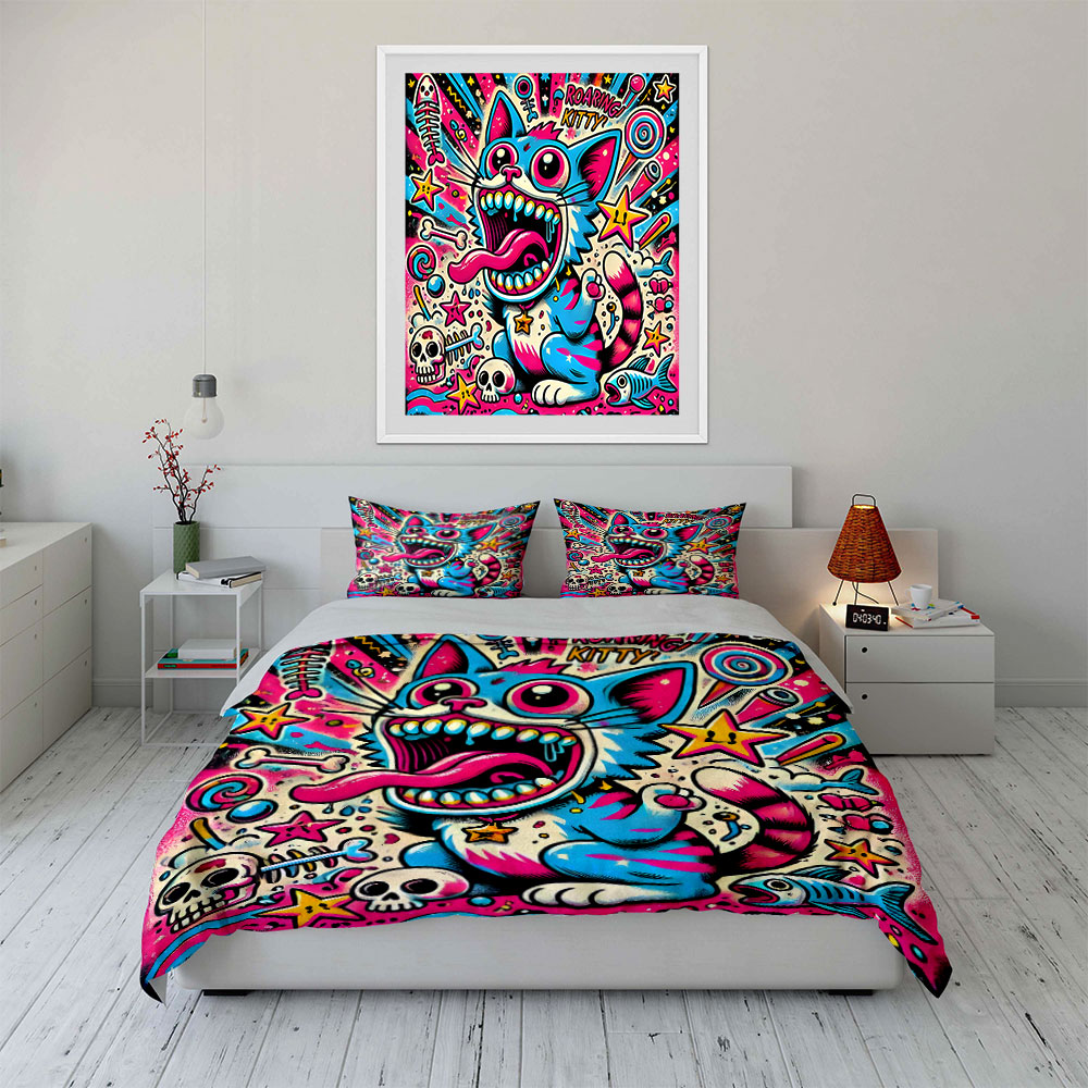 Pop graffiti style roaring cat - огляд і ціна Duvet Cover Sets With Zipper